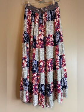 No brand Patchwork Floral  Maxi Skirt